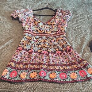 Alice + Olivia Black Multicolor Floral Mini Dress